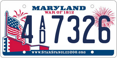 MD license plate 4AD7326