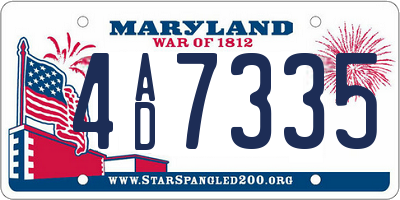 MD license plate 4AD7335