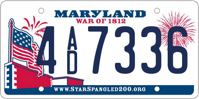 MD license plate 4AD7336