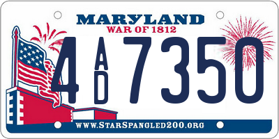 MD license plate 4AD7350