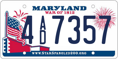 MD license plate 4AD7357