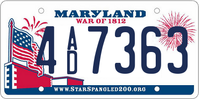 MD license plate 4AD7363