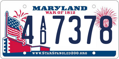 MD license plate 4AD7378