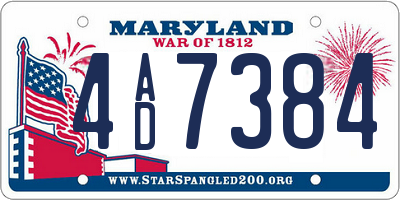 MD license plate 4AD7384