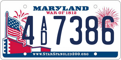 MD license plate 4AD7386