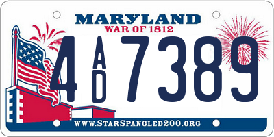 MD license plate 4AD7389