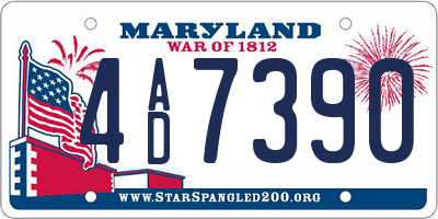 MD license plate 4AD7390