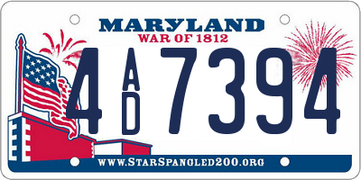 MD license plate 4AD7394