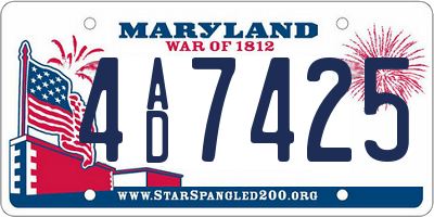 MD license plate 4AD7425
