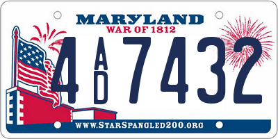 MD license plate 4AD7432