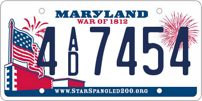 MD license plate 4AD7454