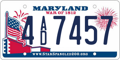 MD license plate 4AD7457