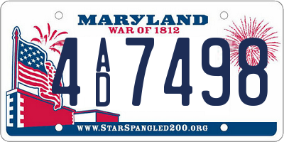MD license plate 4AD7498
