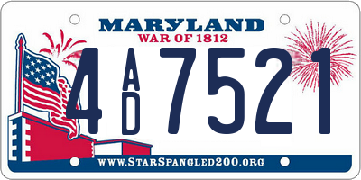MD license plate 4AD7521