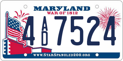 MD license plate 4AD7524