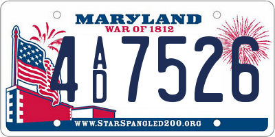MD license plate 4AD7526