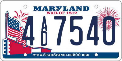 MD license plate 4AD7540