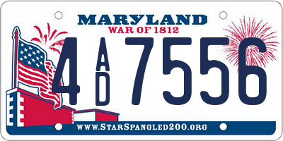 MD license plate 4AD7556