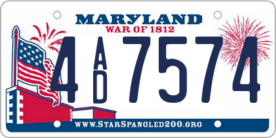 MD license plate 4AD7574
