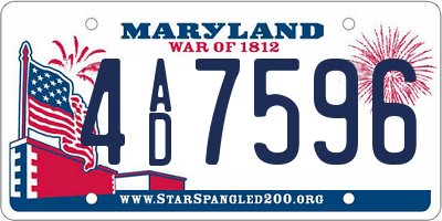 MD license plate 4AD7596