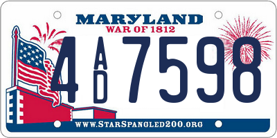 MD license plate 4AD7598