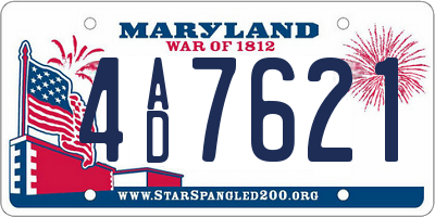 MD license plate 4AD7621
