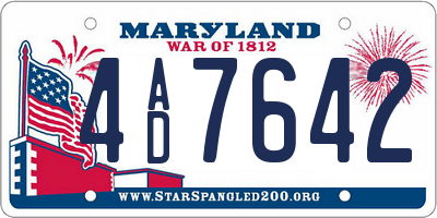 MD license plate 4AD7642
