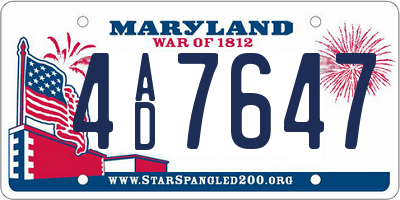 MD license plate 4AD7647