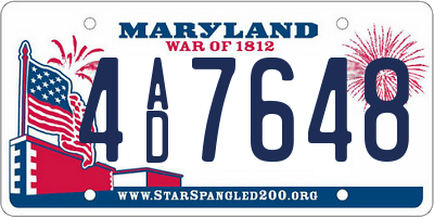 MD license plate 4AD7648