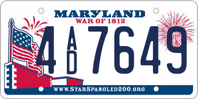 MD license plate 4AD7649