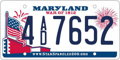MD license plate 4AD7652