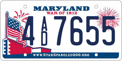 MD license plate 4AD7655