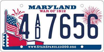 MD license plate 4AD7656