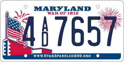 MD license plate 4AD7657