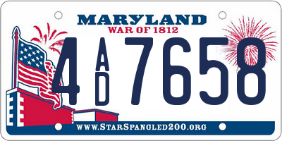 MD license plate 4AD7658