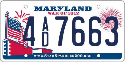 MD license plate 4AD7663