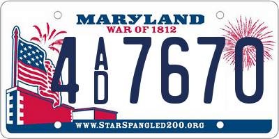 MD license plate 4AD7670