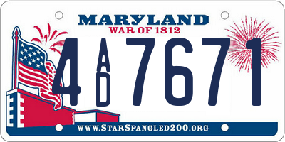 MD license plate 4AD7671