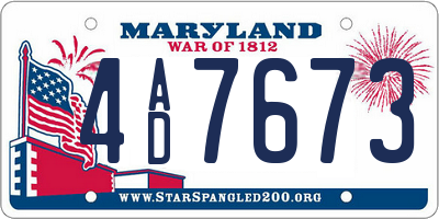 MD license plate 4AD7673