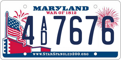 MD license plate 4AD7676