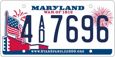 MD license plate 4AD7696