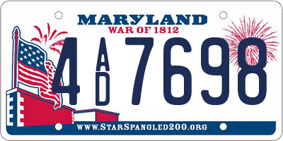 MD license plate 4AD7698