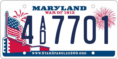 MD license plate 4AD7701