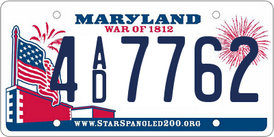 MD license plate 4AD7762