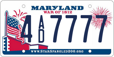 MD license plate 4AD7777