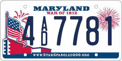MD license plate 4AD7781