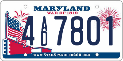MD license plate 4AD7801