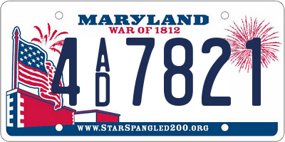 MD license plate 4AD7821