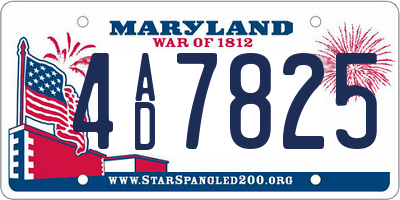 MD license plate 4AD7825