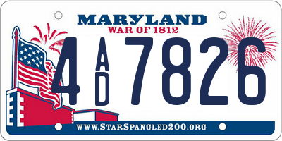 MD license plate 4AD7826